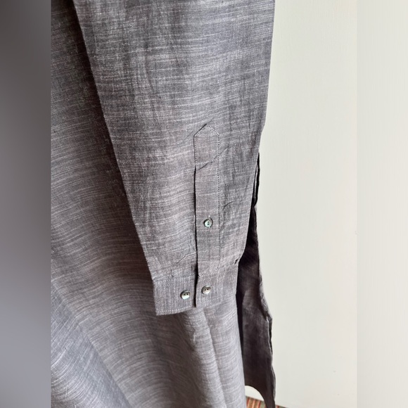 NWT FABINDIA Men's Slate Gray Khadi Woven Cotton Nehru Kurta Sz 38 Comfort M / L - Picture 6 of 9